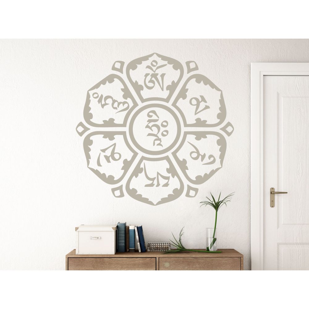 Om Mani Padme Hum Lotus - Mantra des Mitgefühls & Liebe - Wandtattoo